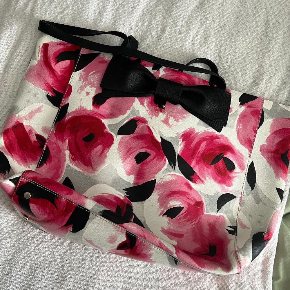 Black/Pink Floral Kate Spade Tote